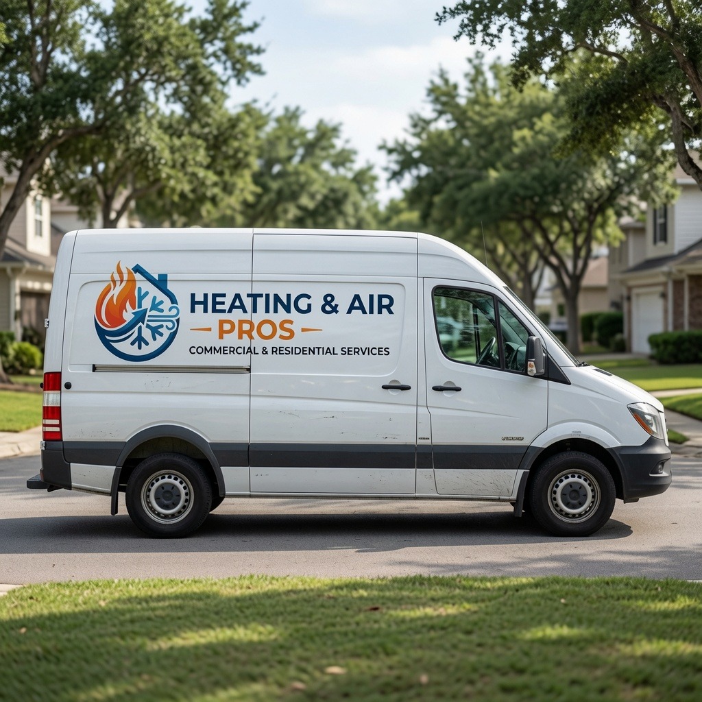 Local heating and air service van serving Frederick